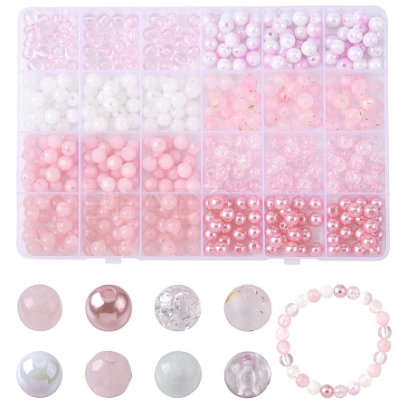 480Pcs 8 Styles Round Imitation Gemstone Acrylic Beads OACR-YW0003-75-1