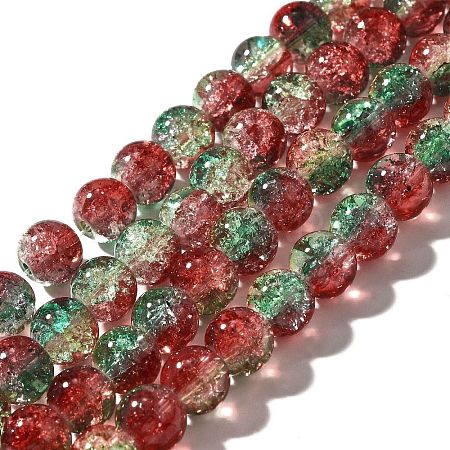 Christmas Theme Crackle Glass Beads Strands X1-CCG-C002-8mm-12-1