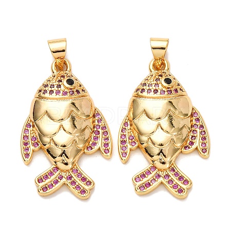 Brass Micro Pave Cubic Zirconia Pendants KK-K408-61G-02-1