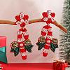 Christmas Style Candy Cane Glass Bead Handmade Stud Earrings Gift for Her JT4349-1