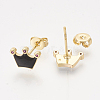 Brass Cubic Zirconia Stud Earrings EJEW-S201-171A-2