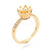 Crown Shape Brass Micro Pave Clear Cubic Zirconia Cup Peg Ring Settings KK-T076-18G-1