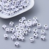 Letter V Cube Acrylic Beads X-PL37C9308-V-1
