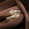 Flat Round Brass Micro Pave Clear Cubic Zirconia Finger Rings FS-WGBC030-01-2