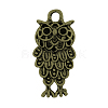 Tibetan Style Alloy Owl Pendant Rhinestone Settings X-TIBEP-23006-AB-FF-1