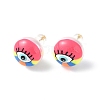 Natural Shell Eye Stud Earrings with Enamel EJEW-G334-05A-1