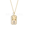 Brass Micro Pave Cubic Zirconia Rectangle with Constellation Pendant Necklaces PW-WG95654-03-1