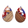 Transparent Resin & Walnut Wood Big Pendants RESI-T058-05H-2