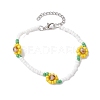 Flower Glass Seed Beaded Bracelets for Women BJEW-JB10105-1