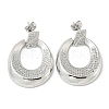 Oval Rack Plating Brass Micro Pave Cubic Zirconia Dangle Stud Earrings EJEW-F331-21P-1