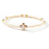 Glass Seed Bead & 304 Stainless Steel Beads Stretch Bracelet LS-UJ8716-4-1