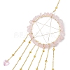 Wire Wrapped Natural Rose Quartz Chips Ring Hanging Ornaments HJEW-JM02371-02-4