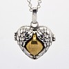 Antique Silver Brass Pregnancy Chime Ball Heart Cage Pendant Necklaces NJEW-F053-06AS-05-1