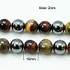 Natural Tiger Iron & Synthetic Hematite Beads Strands G-H1581-16mm-2