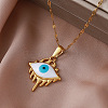Vintage 304 Stainless Steel Enamel Evil Eye Pendant Necklaces for Women XZ3178-2