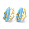 Colorful Cubic Zirconia Teardrop Cuff Earrings with Enamel EJEW-G348-04G-1