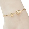 Summer Beach 304 Stainless Steel Turtle Starfish Link Chain Anklets for Women AJEW-AN00789-2