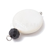 4Pcs 4 Styles Natural Shell & Black Glass Flat Round Pendants PALLOY-JF04290-5