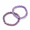 Natural Lepidolite/Purple Mica Stone Stretch Bracelets X-BJEW-S138-03B-02-3