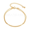 304 Stainless Steel Ball Chain & Snake Chain Double Layers Bracelets for Women BJEW-D460-06G-5