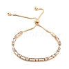 Brass Pave Clear Cubic Zirconia Rectangle & Flat Round Slider Bracelets BJEW-B094-01G-1