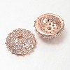 Apetalous Half Round/Dome Brass Micro Pave Cubic Zirconia Bead Caps ZIRC-D062-RG-1