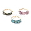 Natural Amethyst & Moss Agate & Apatite Finger Rings RJEW-TA00182-2
