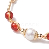 Natural Carnelian Round Beaded Cuff Bangle BJEW-JB10113-03-3