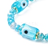 Column with Evil Eye Lampwork & Glass Beaded Stretch Bracelet for Women BJEW-JB08634-01-4