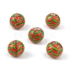 Printed Natural Wood European Beads WOOD-C015-07B-1