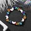 Natural & Synthetic Mixed Gemstone Chips & Shell Beaded Stretch Bracelet BJEW-JB09897-02-3