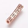 Brass Micro Pave Cubic Zirconia Tube Beads ZIRC-E143-22RG-2