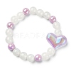 Sparkling Resin & Acrylic Heart Beaded Stretch Bracelet for Kids Jewelry BJEW-JB09549-2