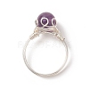 NaturalGemstone Braided Bead Finger Ring RJEW-TA00066-5