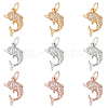 Beebeecraft 9Pcs 3 Colors Brass Micro Pave Cubic Zirconia Charms ZIRC-BBC0001-34-1