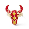 Enamel OX Head Open Cuff Ring RJEW-I086-01G-2