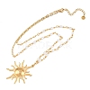 304 Stainless Steel with ABS Imitation Pearl Sun Pendant Necklaces NJEW-Z107-01G-4