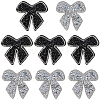 8Pcs 2 Colors Bowknot Hotfix Rhinestone Iron on Patches Appliques DIY-CP0009-66-1
