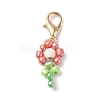 Glass Seed Beaded Flower Pendant Decorations HJEW-JM00729-2