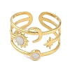 Ion Plating(IP) 304 Stainless Steel Enamel Cuff Finger Rings RJEW-L107-037G-01-3
