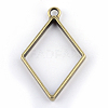 Rack Plating Alloy Rhombus Open Back Bezel Pendants PALLOY-S047-14F-FF-2