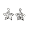 Brass Micro Pave Clear Cubic Zirconia Charms KK-H460-17P-1