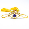 Bohemian Style Evil Eye Glass Seed Beaded Link Bracelets AD1534-1-1