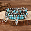 4Pcs Synthetic Turquoise & CCB Beaded Stretch Bracelets FS-WGC8DBE-06-1