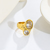 Stainless Steel Pave Cubic Zirconia Finger Rings WG80F2A-01-1