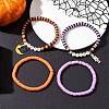 4Pcs Halloween Theme Handmade Polymer Clay Beaded Stretch Bracelets BJEW-TA00469-2