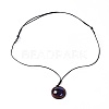 Glass & Wood Pendant Necklaces NJEW-JN02338-M-2