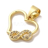 Rack Plating Brass Micro Pave Cubic Zirconia Pendant KK-U027-22G-2