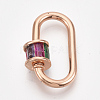Brass Micro Pave Cubic Zirconia Screw Carabiner Lock Charms ZIRC-S061-140B-3