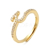 Rack Plating Brass Cubic Zirconia Arabic Letters Adjustable Rings for Women RJEW-S407-10G-13-1